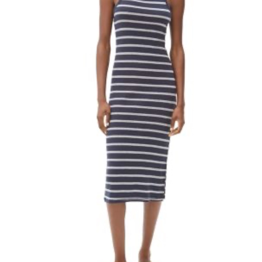 Michael Stars Blue and White Sheath Midi Dress
